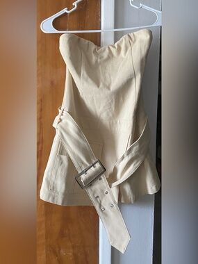 Peppermayo Cream Straples Dress with Wide Belt
Australian brand